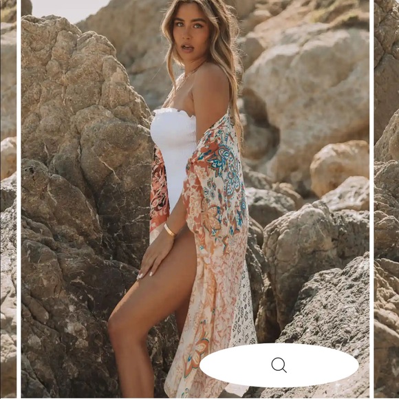 IZZIE PRINTED KAFTAN - CORAL TURQUOISE - Picture 4 of 4